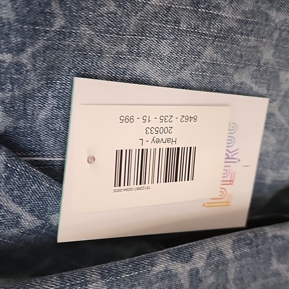 Lularoe Blue Denim Jacket with Leopard Print - Picture 4 of 5